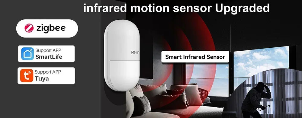 Meian Tuya Zigbee 12m Human Motion Sensor Smart Home Anti Pet PIR Motion Sensor Detector Alarm Security Smart Life APP