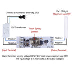 DC 12V Capacitive Touch Sensor Switch Coil Spring Switch LED Dimmer Control Switch 9-24V 30W 3A for Smart Home LED Light Strip