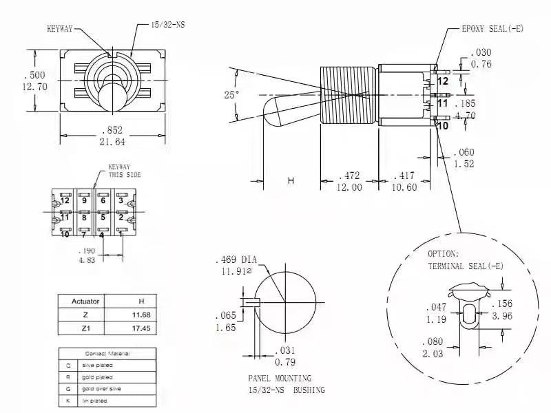 1pc SH T8013-Z1 12mm ON-OFF-ON SPDT DPDT 3/6/12PinS 2/3Position Maintained Toggle Switch Large Long Handle 3A 250VAC/5A 125VAC