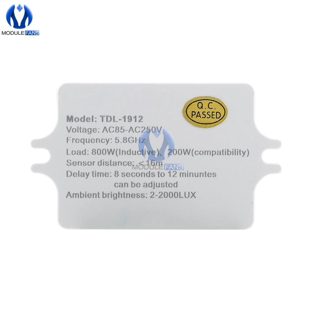 AC 220V 5.8GHz Microwave Radar Sensor Switch Human Body Motion Induction Sensor for LED Light Sensors Switches