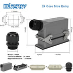 HDC HE Heavy Duty Connector 6/10/16/24/32/48 Core Pin Top/Side Outlet Aviation Plug Rectangular Waterproof Electrical Wiring