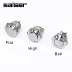 16mm Momentary Reset Metal Push Button Switch IP65 Waterproof Copper 1NO High/Flat/Shape Screw Pin Foot Round Doorbell DIY