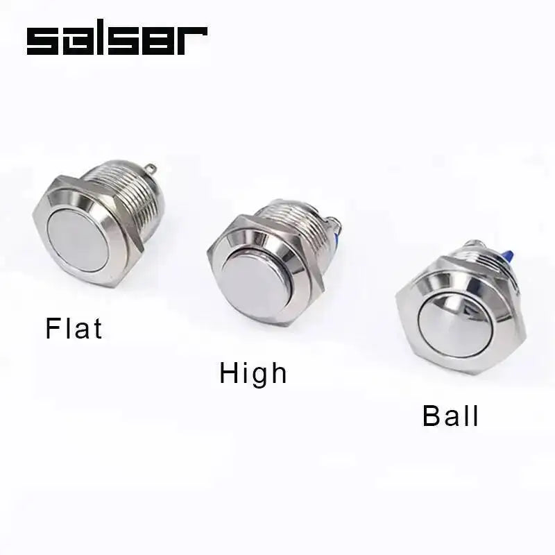 16mm Momentary Reset Metal Push Button Switch IP65 Waterproof Copper 1NO High/Flat/Shape Screw Pin Foot Round Doorbell DIY