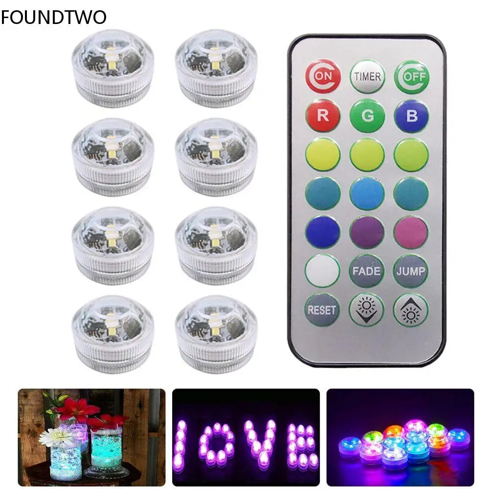 Submersible LED Lights Waterproof RGB Underwater Light For Wedding Tea Light Hot Tub Pond Pool Bathtub Aquarium Party Vase Decor