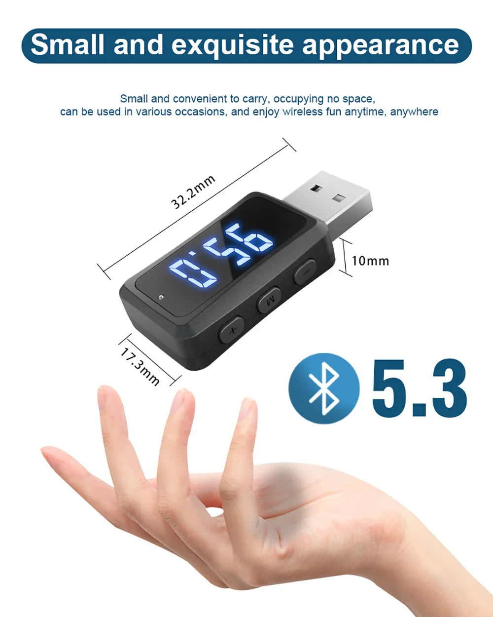 LCD Digital Car Bluetooth 5.3 Transmitter Receiver Handsfree Call Mini USB Power Car Kit Wireless Auto Audio For Car Fm Radio