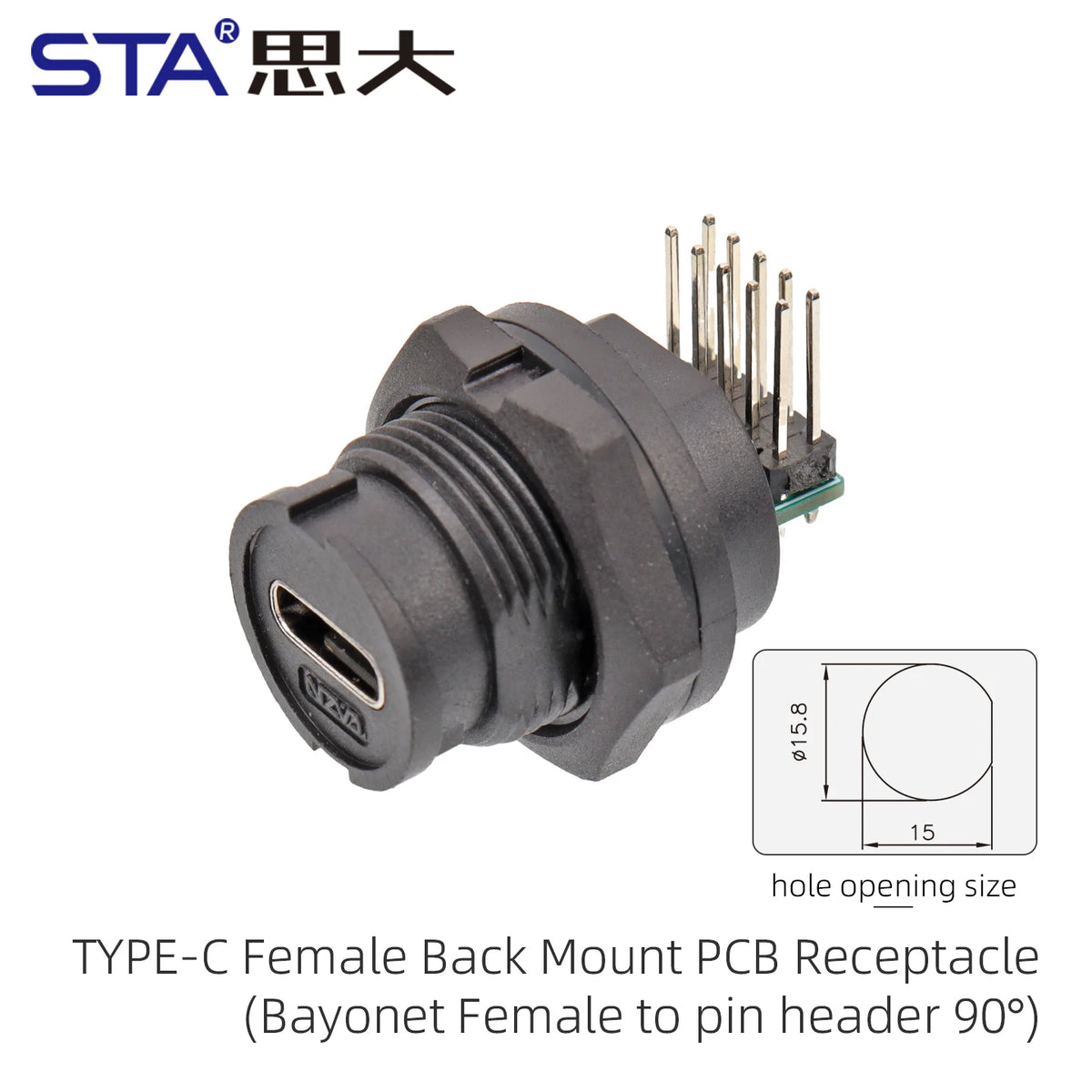 Type-c to USB 3.0 IP67/Ip68 Waterproof Connector Aviation Plug Quick Charge Female to Female Panel Mount PCB Socket FPC Cable