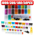 1000/306/120/50PCS Car Fuses Assortment Kit, Mixed Vehicle Blade Fuses - Standard & Mini & Low Profile Mini Fuse