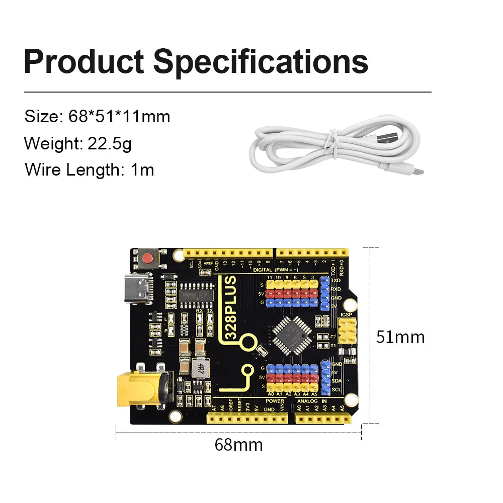 Keyestudio WIFI UNOR3 Development Board ATMEGA16U2/ ATMEGA328P/CP2102 +USB Cable With  Gift Box Compatible With Arduino Uno R3