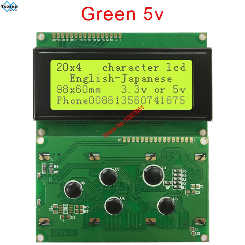 2004A 20x4 IIC I2C LCD Display Blue White Green Screen RGB Backlgiht Black Character 3.3V or 5V 98X60mm