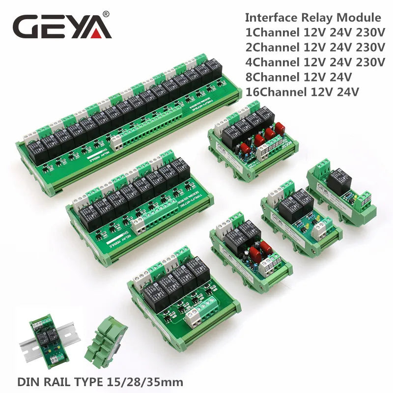 10PCS GEYA Din Rail Slim Relay Module HF-41F Integrated PCB Mount Power Relay With Relay Holder 12V 24V 48V 110V 230V 6.2mm