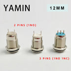 5pcs 12mm Metal Push Button Switch Self-locking Latching/Momentary Reset Waterproof High/Flat Round 2/3 pins Nickel plated brass