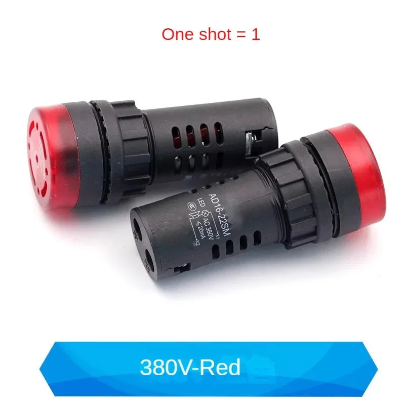 1PCS 12mm AD16-22SM 12V 24V 36V 48/110/220V Flash Signal Light Red LED Active Buzzer Beep Alarm Indicator Red Green Yellow Black