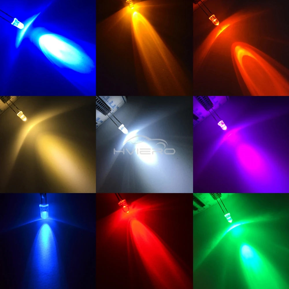 100/1000Pcs F3 3mm Round LED Assortment Kit Ultra Super Bright Light Emitting Diodes Bulb Lamp Red Green Blue Water Clear Diode