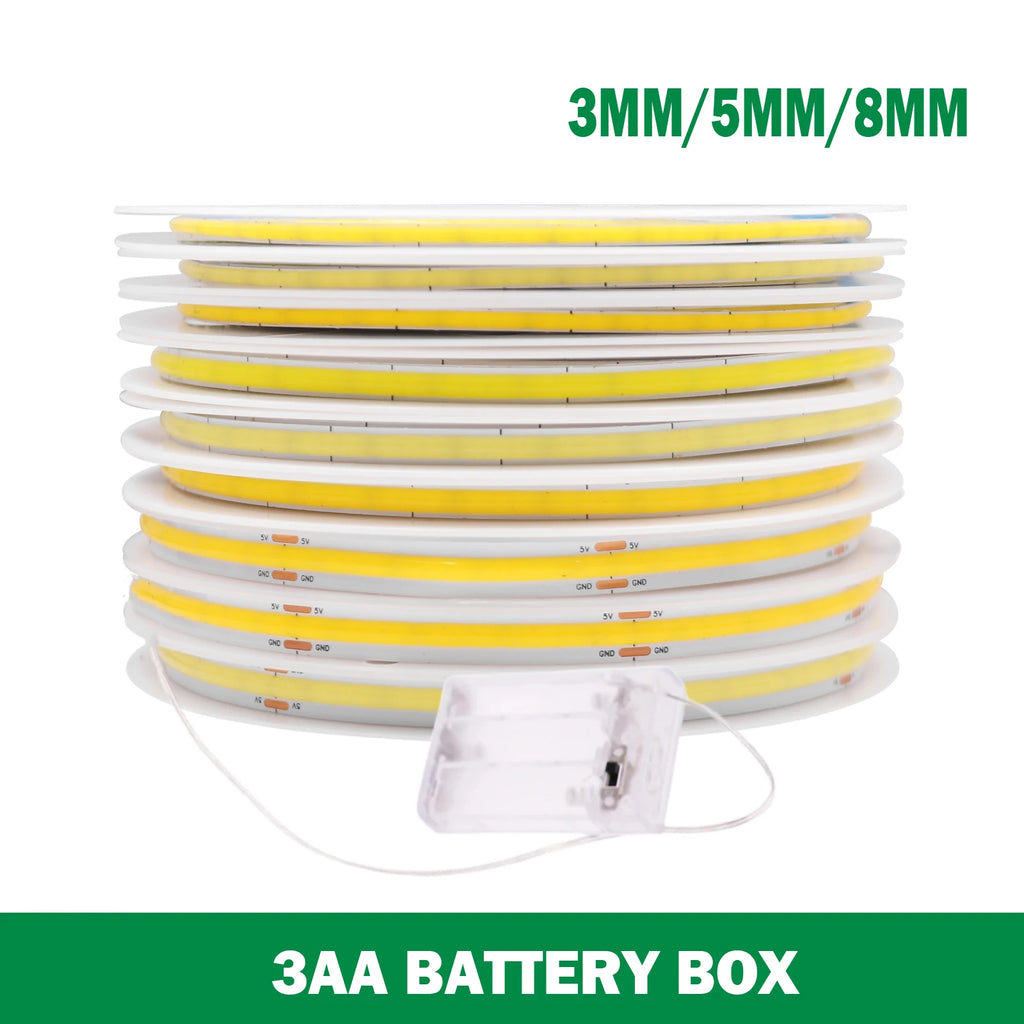 3MM 5MM 8MM COB LED Light Strip 5V 320LEDs PIR Motion Sensor Flexible Night Light USB/AAA Battery Powered Tape 3000K 4000K 6000K