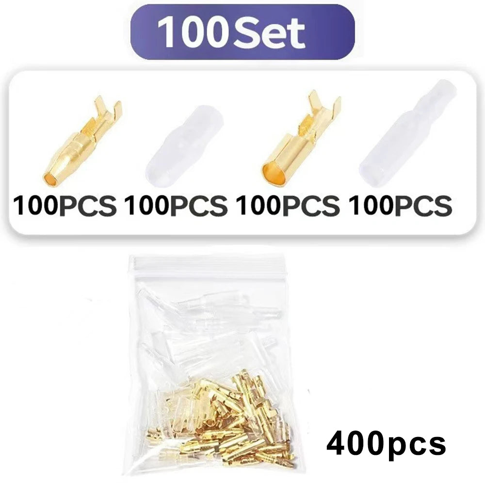 4.0 Bullet Crimp Terminal Car Electrical Wire Connector with Insulated Sleeve Copper Male and Female Quick Wire Connectors Sets