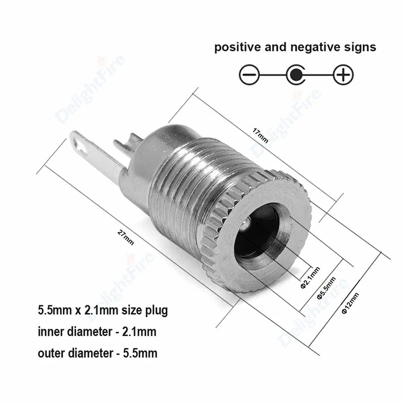 DC Power Connector 5.5mm 2.1mm 2.5mm 3.5mm 1.35mm Barrel Plug 3A 5V 12V Male Female Jack Socket Screw Nut Panel Mount Adapter