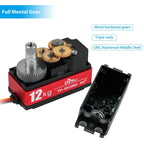 12kg Short Body Low Profile Digital Servo Metal Gear 180° 270° 360° for Arduino RC Car Drift 1:10 1:12 Fix-wing Robot Arm