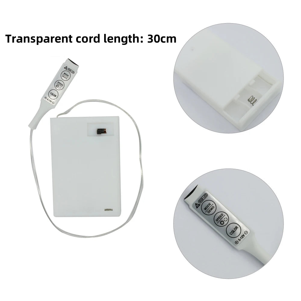 DC 5V 5050 RGB Strip LED Light Battery Powed Waterproof Ribbon Tape Stable Led Strips Indoor Outdoor Decoration Remote Control