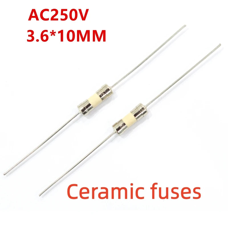 10pcs/lot Fast Blow Glass Tube Fuses 3.6x10mm 5x20mm 6x30mm 250V 3.15A 4A 5A 6A 6.3A 7A 8A 10A 12A15A Axial Lead Ceramic Fuse