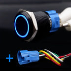 Black Push Button Switch with Wire Led Light 16/19/22mm Waterproof Illuminated  Metal Latching Momentary 5V 12V 220V Red Blue