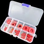 180Pcs Red Steel Paper Insulation Washers Kit, M2-M12 Mica Flat Pad Gaskets, Insulating Spacers for Electrical DIY