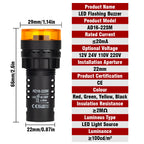 AD16-22SM 22mm Panel Diameter AC DC 12V 24V 110V 220V Flash Signal Light Red LED Active Buzzer Beep Alarm Indicator Green Yellow