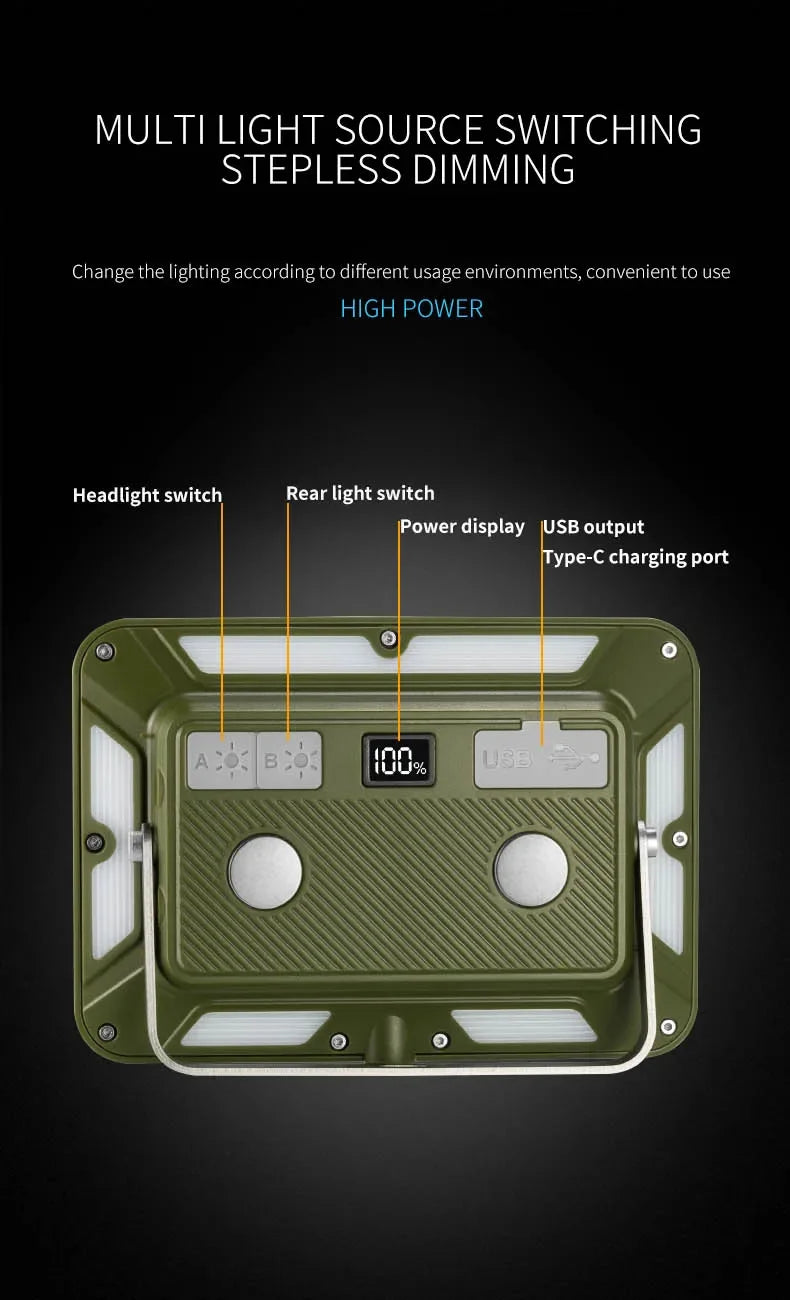 Outdoor Camping Light Super Bright Camping Floodlight Magnetic Rechargeable Led Work Light