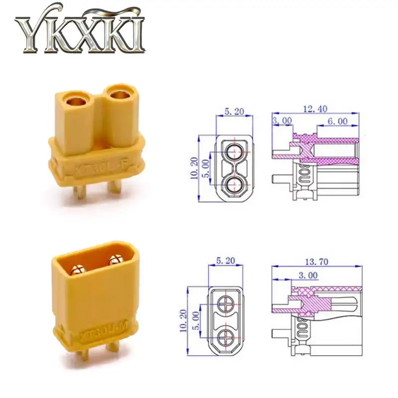 2-5PCS XT30U XT30U-F XT30U-M Connector Male Female Bullet Connector Plug Socket For RC FPV Car Lipo Battery Parts Plug