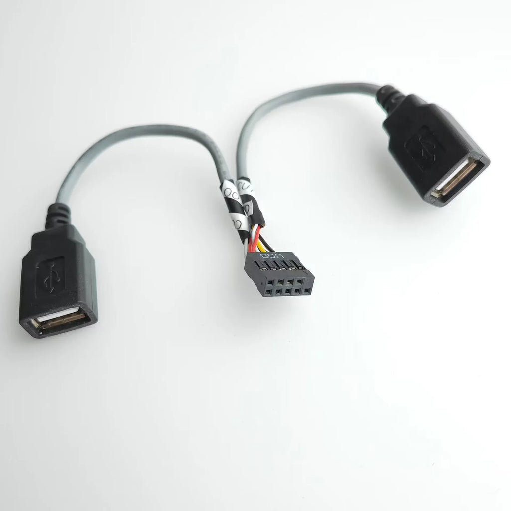 Computer Motherboard Extension Cable USB 9pin To 2-Port 2.0 A Female Connection Line Data Cord 15cm