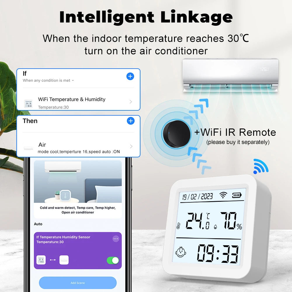 Tuya WIFI Temperature and Humidity Sensor Hygrometer Thermometer with/No LCD Display Indoor Support Alexa Google Assistant