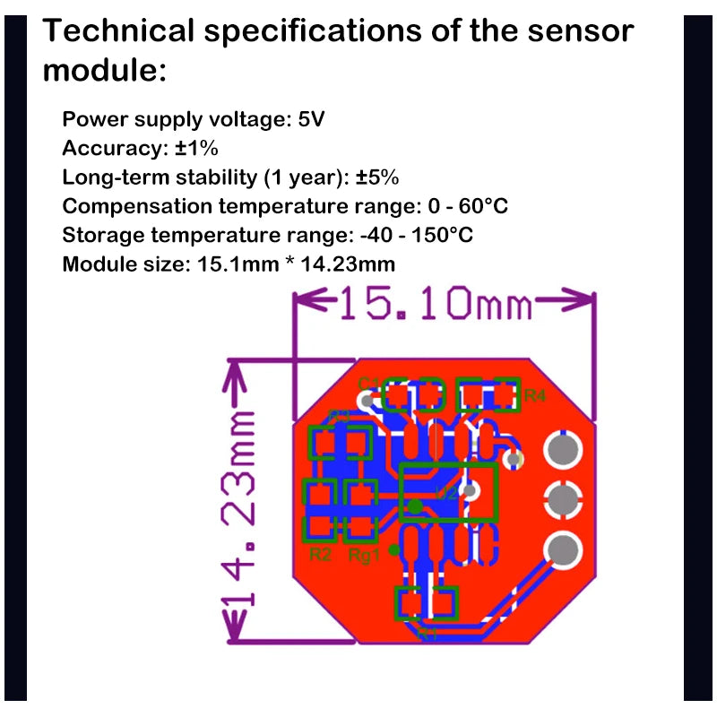 XGZP6847A pressure sensor, 0-40KPa air pressure sensor module, water level sensor module, air pressure