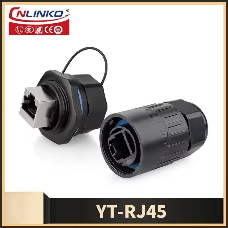 Cnlinko YT Aviation Waterproof RJ45 Signal 8P8C Cat5e Ethernet Panel Socket Plug Connector for Outdoor LED Display Screen Switch