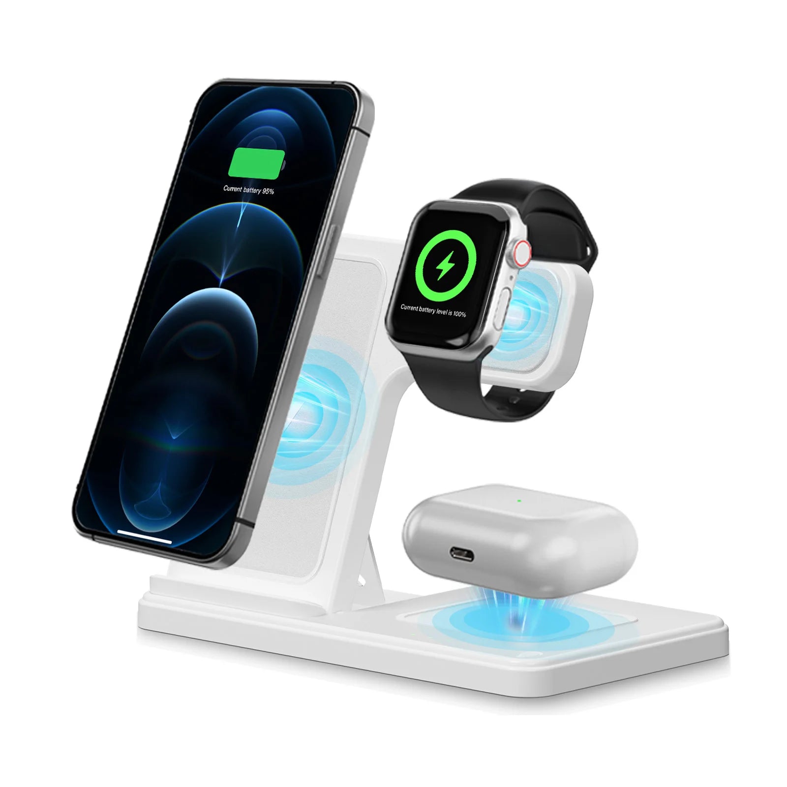 15W Magnetic Wireless Charger 3 In 1 Fast Charging Station Travel Foldable for Magsafe iPhone 1716/15/14 Apple Watch AirPods Pro