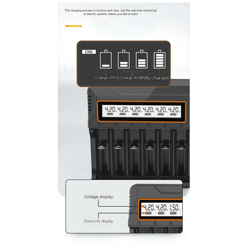 AB34-18650 Charger 12 Slots Aa.Aaa Nickel Metal Hydride/Lithium Battery Smart Universal Charger With Display US-Plug