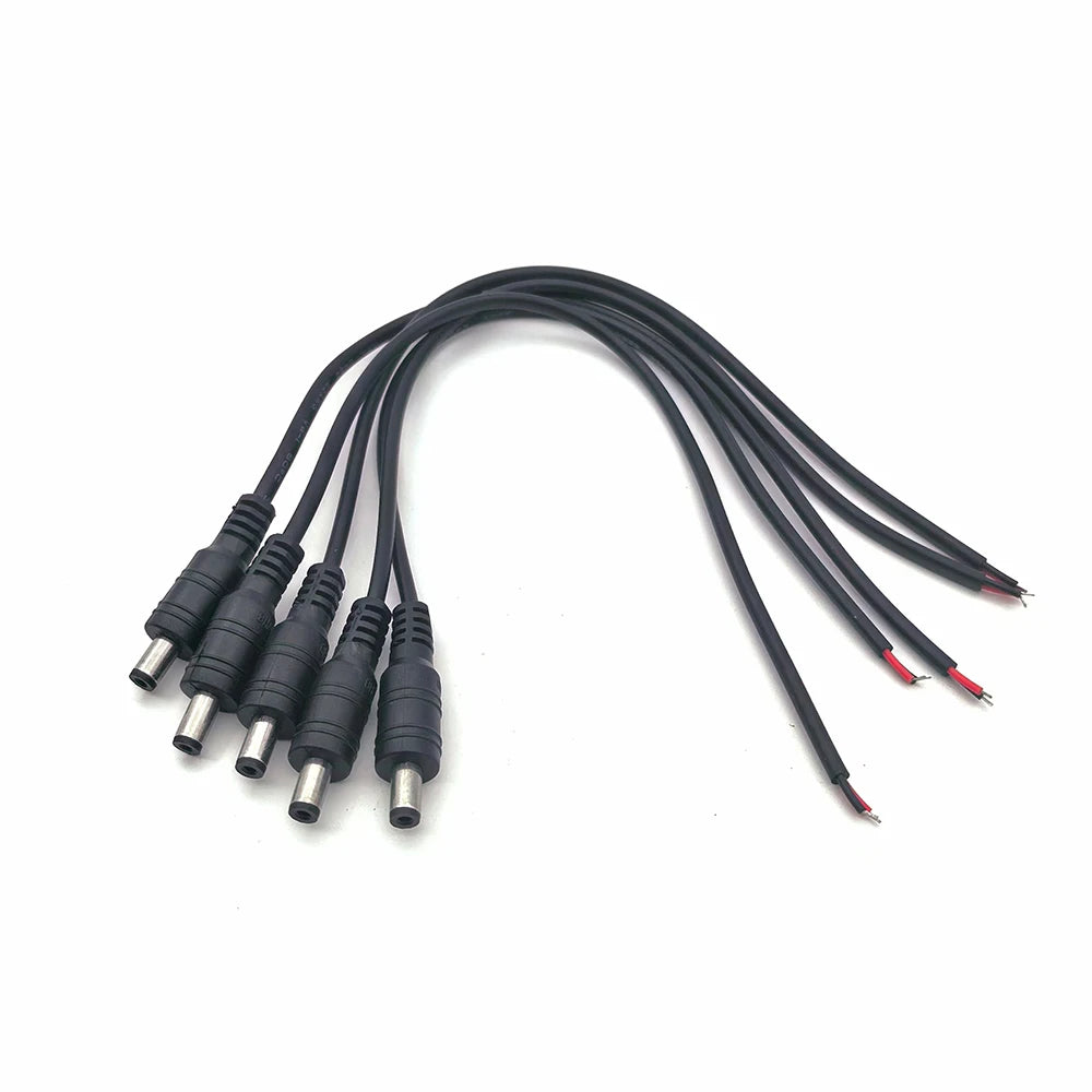 DC 12V Male Female Pigtails Power Cable 2.1mm*5.5mm 2Pin Connector Wire Power Plug Cord for CCTV Camera Router LED Strip Lights