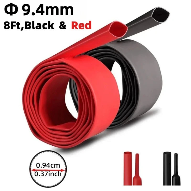 8ft/ 2.4m Length Heat Shrink Tubing Kit, 3:1 Ratio Marine Heat Shrink, Large Marine Dual Wall Adhesive Shrinkable Wire Wrap Tube