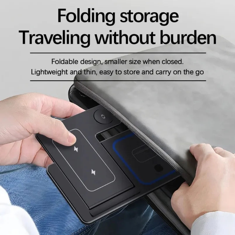 3 in 1 Wireless Charger Stand Foldable 30W LED Fast Charging Station For iPhone 16 15 14 13 12 Apple Watch 9 8 7 6 5 Airpods Pro