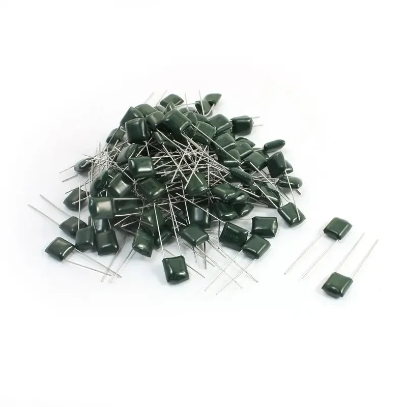 50pcs 100V Polyester film capacitor 220PF 470PF 1nF 2.2nF 10nF 100nF 2A471 2A102 2A152 2A222 2A392 2A332 2A472 2A103 2A473 2A104