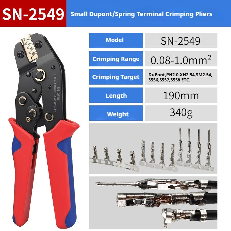 SN2549 Ratcheting Wire Crimping Plier for JST PH 2.0mm,XH 2.5mm,VH 3.96mm,JWPS 4.0mm Pitch,Dupont Terminals Crimper Clamp Tool