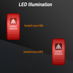 12V 24V Hazard Warning Rocker Switch Red Light Lamp Emergency Stop Toggle Switch for Car Truck RV Camper Boat Marine Waterproof