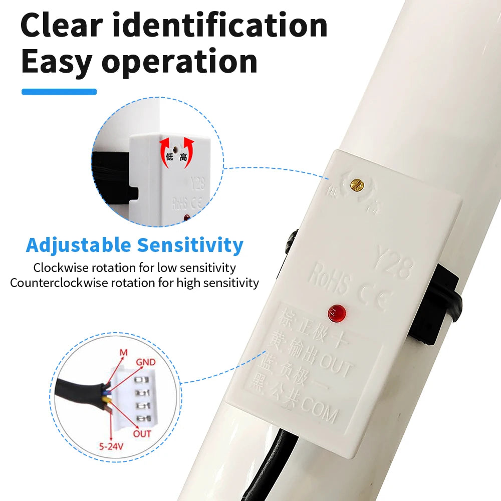 5/12/24V XKC-Y28 Capacitive Liquid&Water Level Sensor for 11mm+Diameter Tubes Pipelines & 0-20mm Thickness Flat Tanks Containers