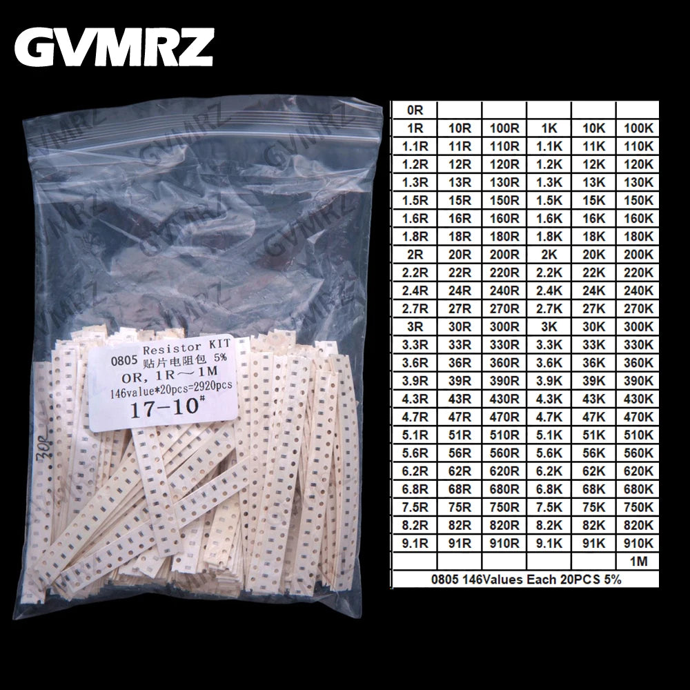 170/146/60Values 0603 0805 0402 1206 SMD resistor sop 1% Each 50PCS Each 25PCS 1k 2k 3k 4k 5k