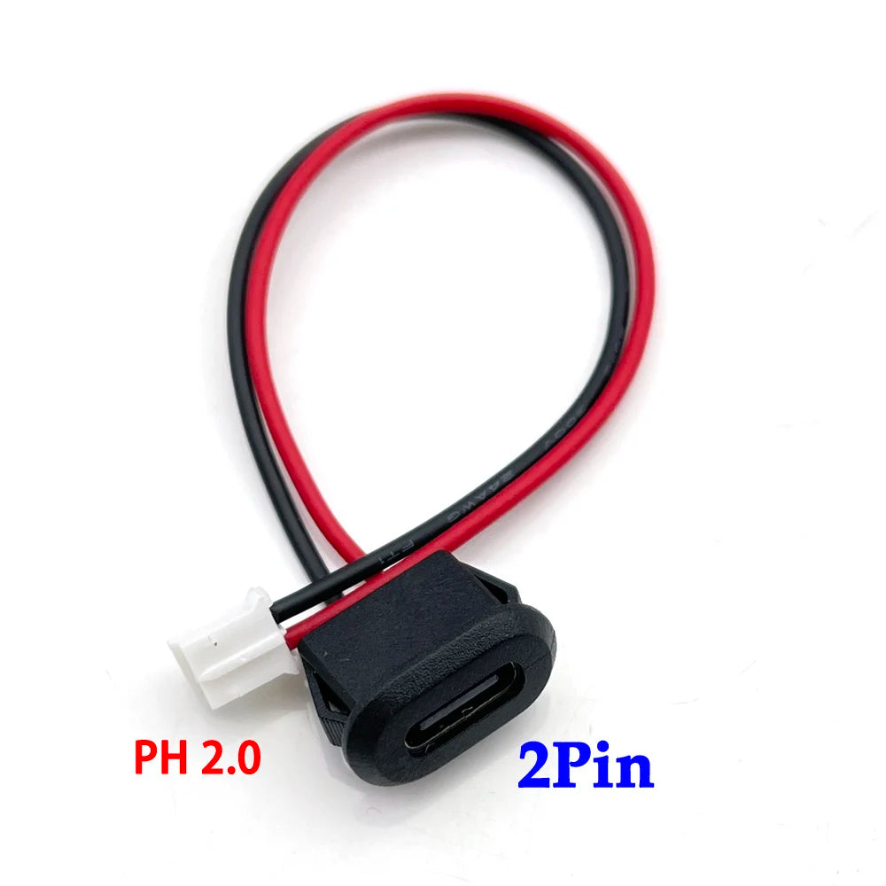 2 4 6 Pin USB-C Type Waterproof USB Connector Direct Compression Female Base Female Socket Charging Interface With Welding Wire