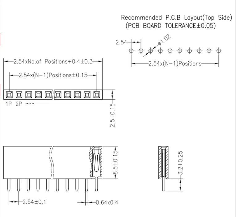 10PCS Single Row Pin Female Header Socket Pitch 2.54mm 1*2P 3P 4P 6P 8P 12P 15P 20P 40P Pin Connector For Arduino