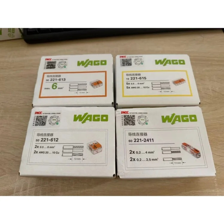WAGO 221‑412/413/415/2401/2411/612/613/615 Multi‑box Set LeverWire Connector, Reusable Electrical Terminal Block for Home Wiring