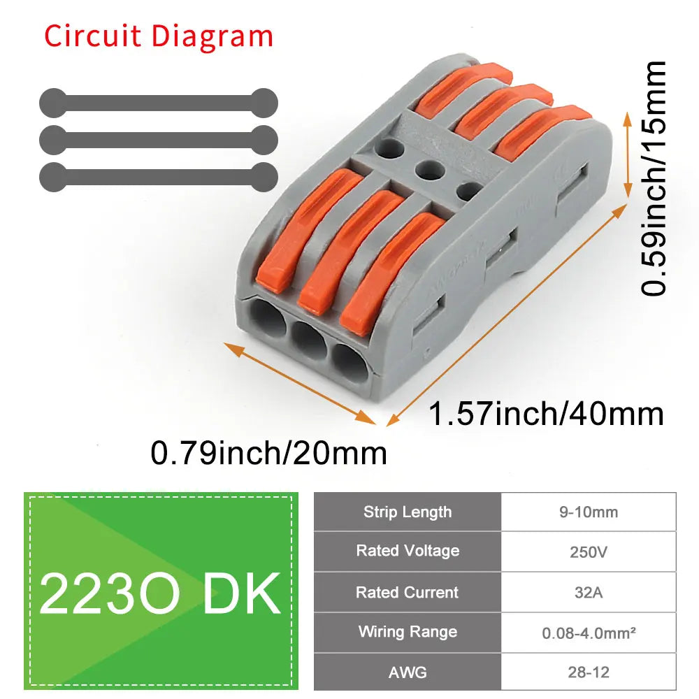 30PCS Lever Wire Connectors Push-in Quick Connect Wire Splice Compact Inline Connector Terminals for Electrical 28-12 AWG Wiring