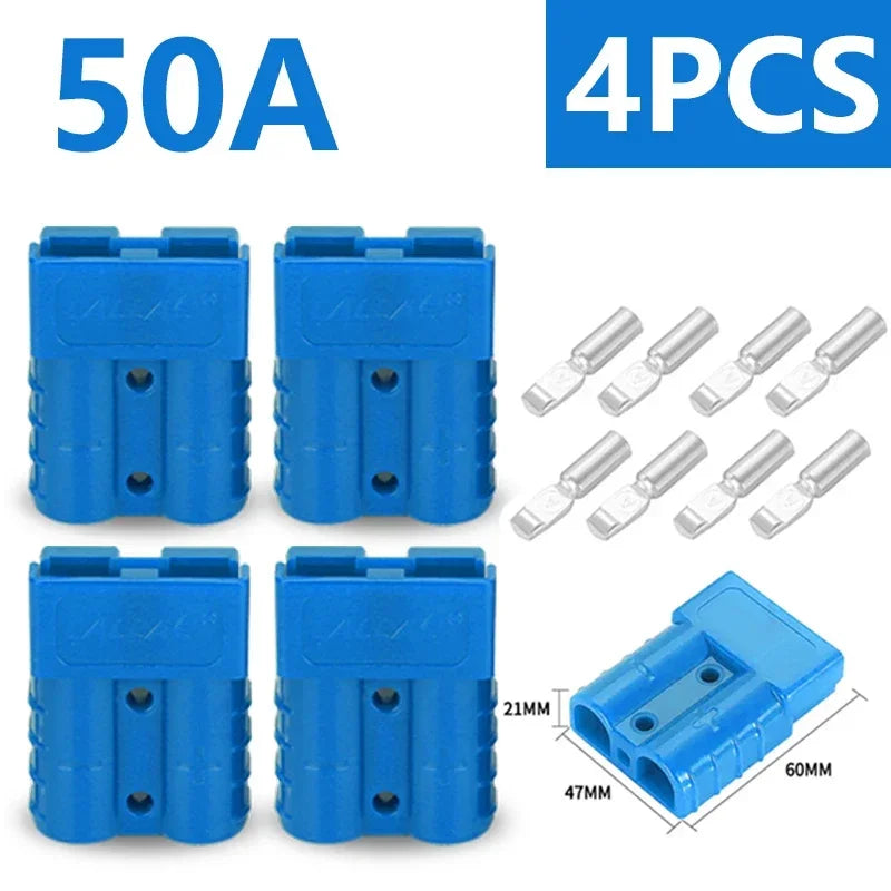 2Pairs（4PCS) High Current  Plugs 50A & 120A - Silver Plated Copper Connector Kit for Winch Motor Wiring 12-36V