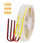 3mm 5mm PCB COB LED Strip Light 5V 12V 24V 320LED 8mm CRI90 Super Bright Flexible LED Tape For Cabinet Home Liner Lighting