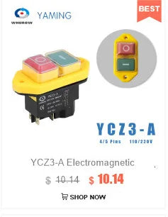 YCZ3-A Electromagnetic Switch 4/5 Pins 110/220V On Off Momentary Reset Push Button Red Green Can Replace KJD17