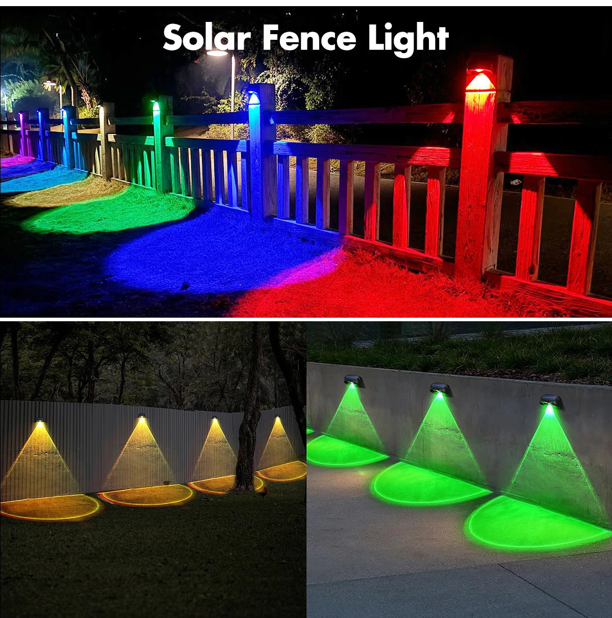 Solar Wall Lamp Solar Fence Lights with Warm White RGB Modes For Backyard Patio Deck Railing Wall Outdoor Waterproof Decor Light